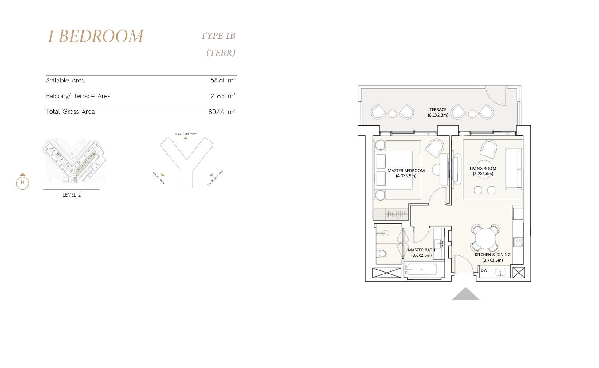 1 Bedroom · Type 1B