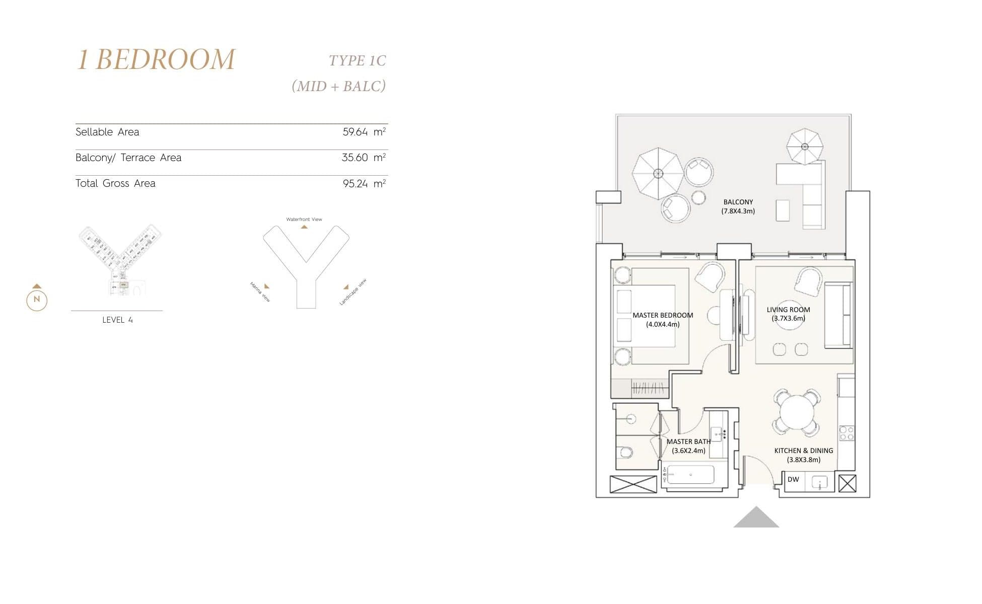 1 Bedroom · Type 1C